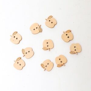 Set of 10 wooden buttons embellishment craft supplies sewing retro apple fruit